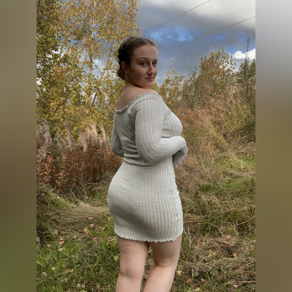 Grey Ribbed Sweater Mini Dress - Picture 7 of 7